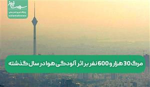 مرگ 30 هزار و 600 نفر بر اثر  آلودگی هوا در سال گذشته